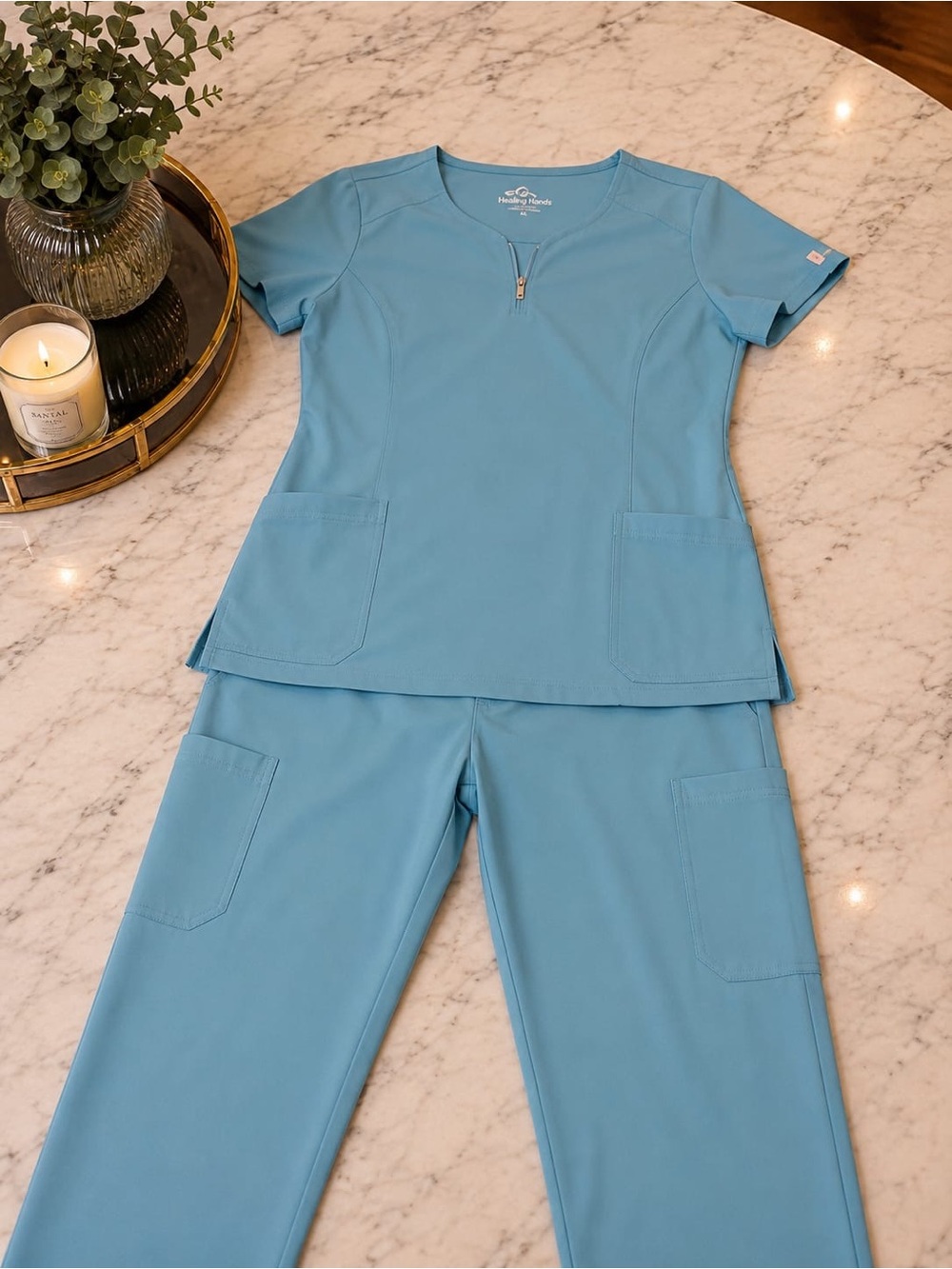 Medical Scrub Set in Teal- Short Sleeve Top & Cargo Pants